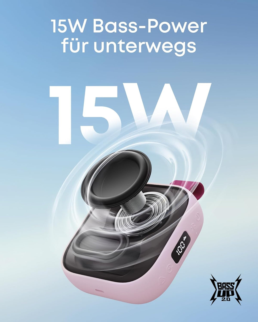 soundcore Boom Go 3i by Anker, tragbarer Lautsprecher mit 15W Sound, 24h Spielzeit, BassUp 2.0, Lade