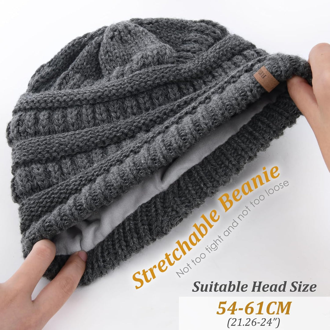 FURTALK Damen Beanie Mütze Warme Wintermütze mit Weichem Innenfutter Gefütterte Strickmütze Einheits