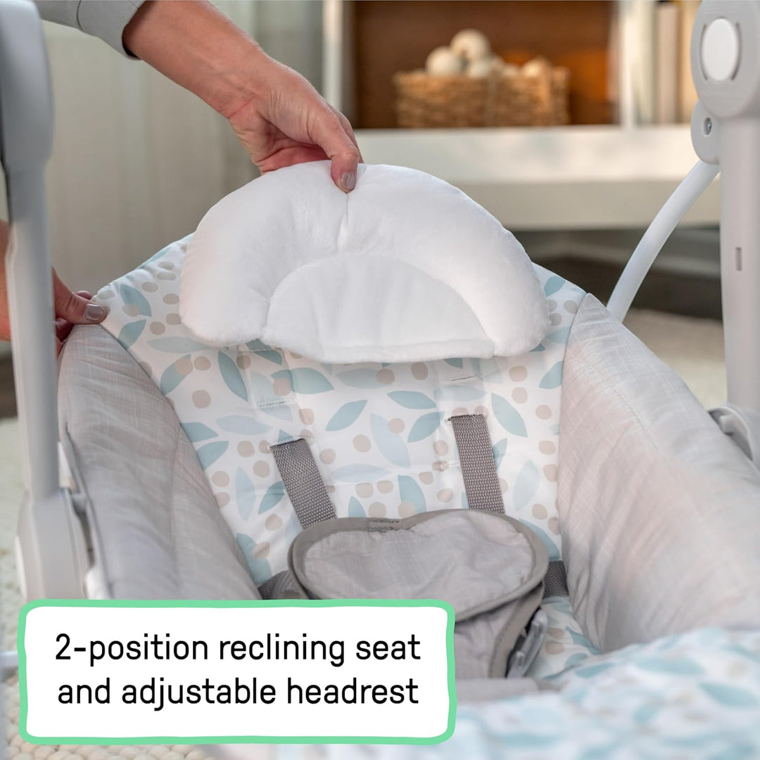 Ingenuity Comfort 2 Go Tragbare Babyschaukel - Endless Bloom - 6 Geschwindigkeiten - 10 Melodien - 2