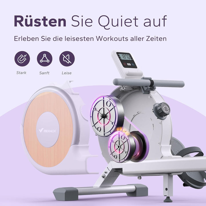 MERACH Rudergerät für Zuhause, Magnetisches Bluetooth Rudergeräte mit 16 Widerstandsstufen, Upgrade