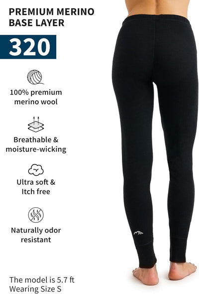 Merino Wolle Thermounterwäsche Damen - Merino Unterhose Damen Merino Leggings + Wollsocken XS 320 Bl