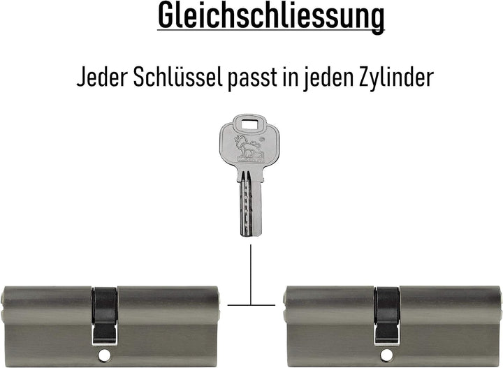 2x Profilzylinder 95 mm 45/50 gleichschliessend inkl. 10 Schlüssel