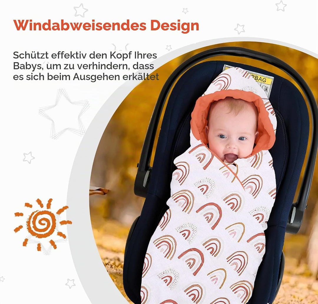 Miracle Baby Einschlagdecke Babyschale Sommer Baumwolle Reversible Decke Universal Kuscheldecke 90x9