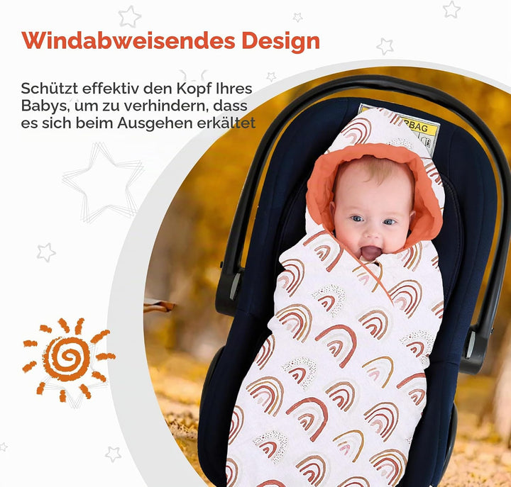 Miracle Baby Einschlagdecke Babyschale Sommer Baumwolle Reversible Decke Universal Kuscheldecke 90x9