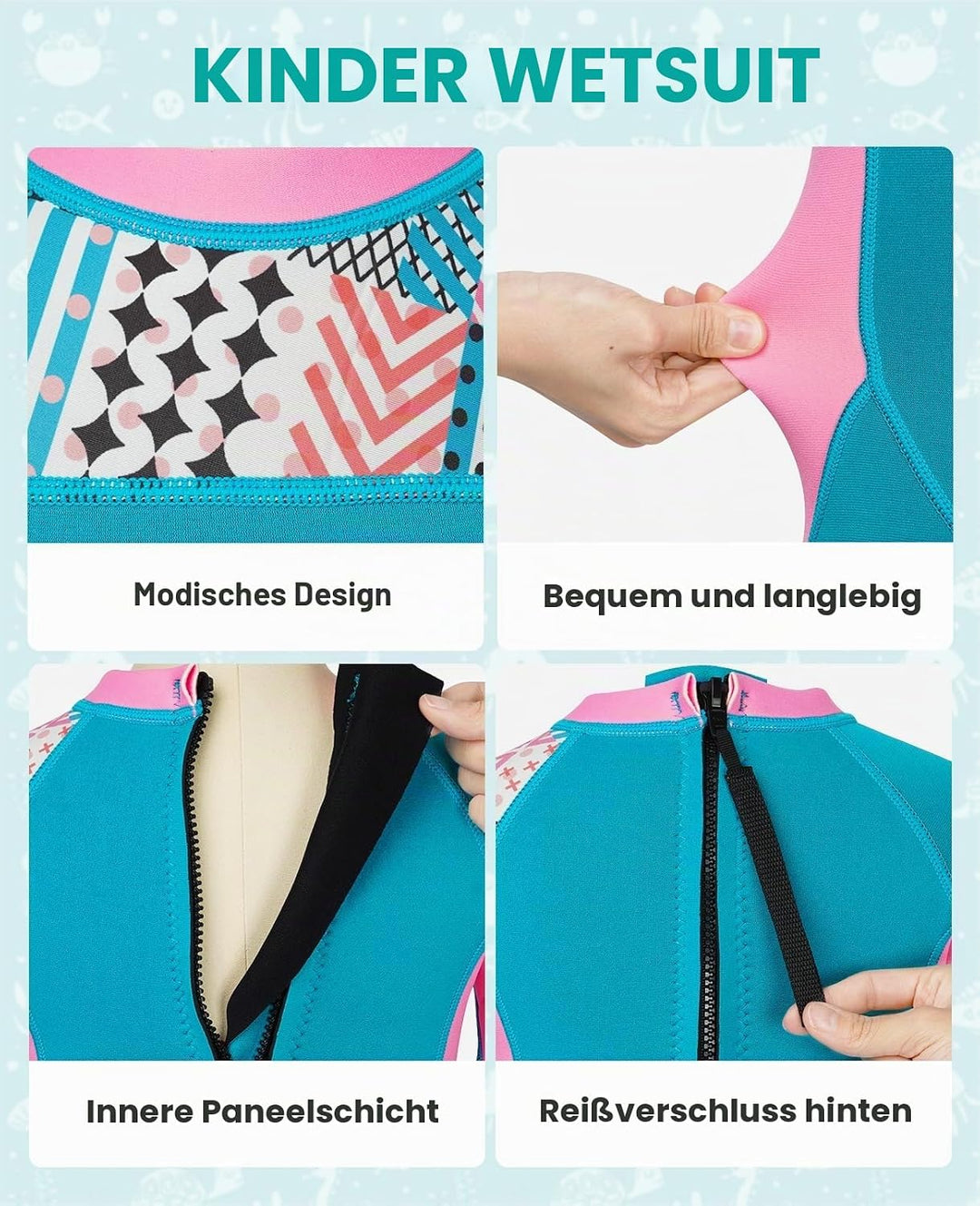 Gogokids Kinder Neoprenanzüge Thermische Bademode, Mädchen Einteiler Badeanzüge 2.5mm Neopren Tauche