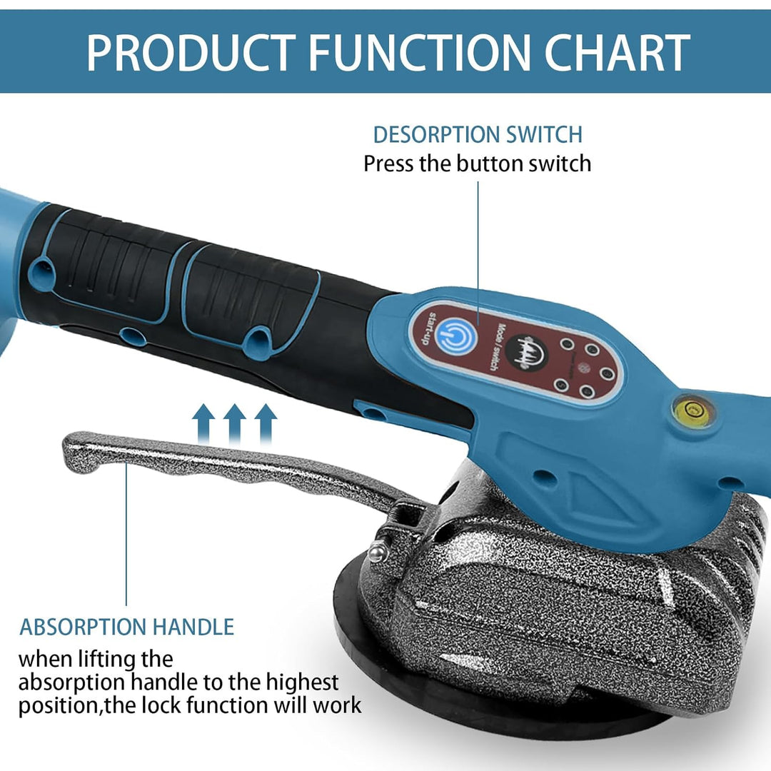 Fliesenvibrationsmaschine für Makita 18v, Fliesenleger-Vibrationsgerät mit 4,7" Saugnapf, 5 Gänge, e