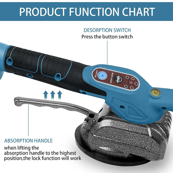 Fliesenvibrationsmaschine für Makita 18v, Fliesenleger-Vibrationsgerät mit 4,7" Saugnapf, 5 Gänge, e