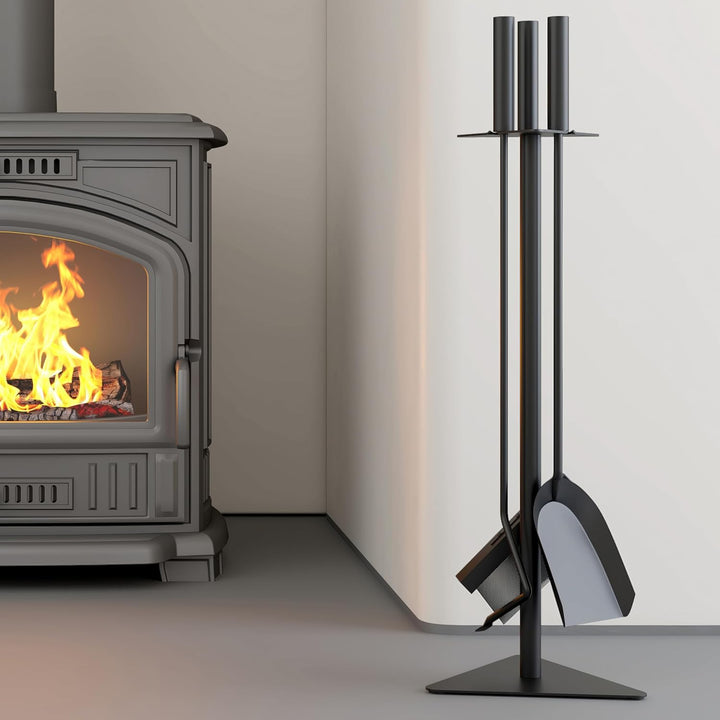 Kingson Kaminbesteck-Set mit Schaufel, Schürhaken und Bürste, 58 cm hoch, ideal für Holzofen und Kam