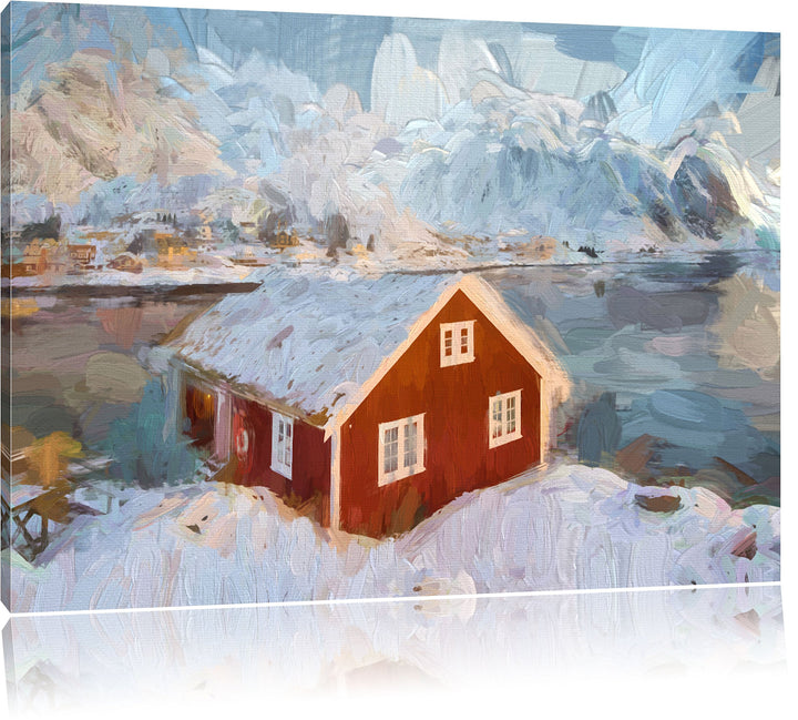 Pixxprint Fischerhaus als Leinwandbild/Grösse: 100x70 / Wandbild/Kunstdruck/fertig bespannt, 100x70