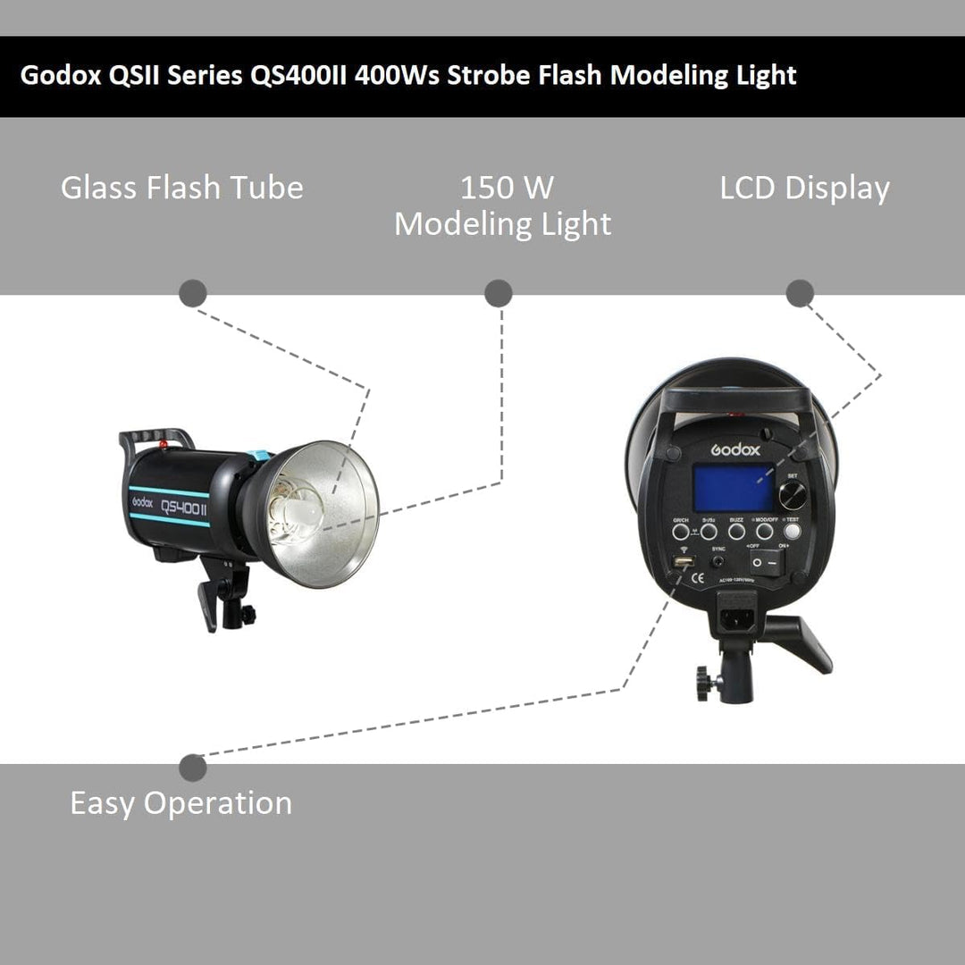 GODOX Photostudio Strobe Blitzlicht QS400II 400W 5600K mit 150W Modellierung Lampe für Studios (QS40