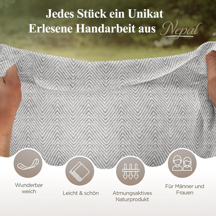 yanopurna Unisex-Kaschmirschal – Handgewebte Stola Aus 100% Kaschmirwolle – Warmer Wickelschal, Hals