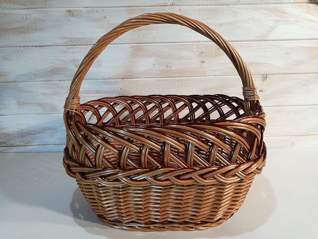 Pilzkorb Einkaufskorb Weidenkorb geflochten Oval mit Henkel L: 39 cm x B: 22 cm