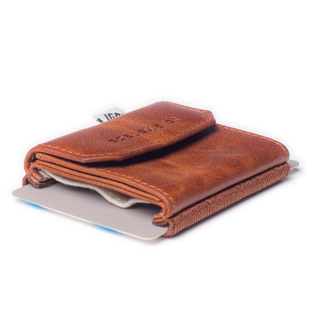 Space Wallet Slim Wallet mit Münzfach I Büffelleder Geldbörse Herren klein - Mini Geldbeutel Damen I