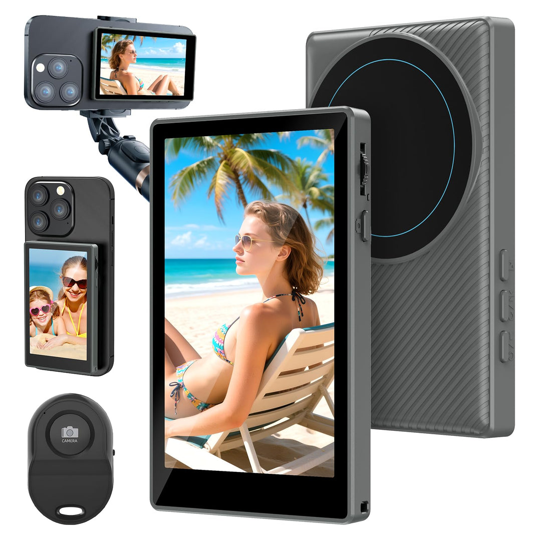 Selfie Monitor für iPhone & Android, 4" Magnetischer Handy Selfie Kameramonitor, Integrierter Lautsp