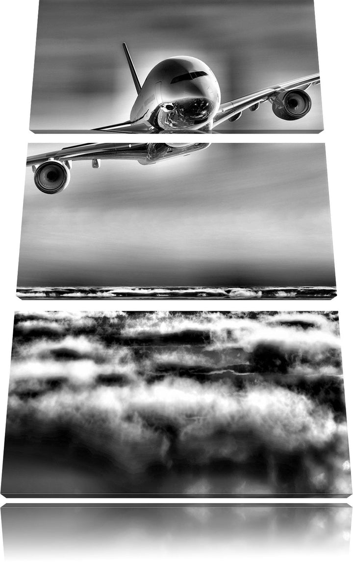 Pixxprint Flugzeug über den Wolken 3Teiler 120x80 cm Leinwandbild Wandbild Kunstdruck