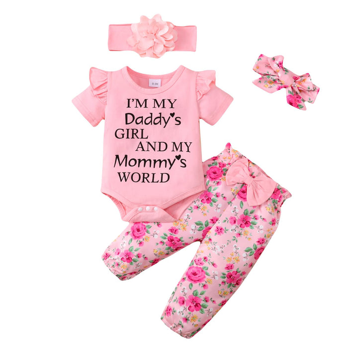 UUAISSO Neugeborenes Baby Mädchen Kleidung Papas Mädchen Langarm Strampler Tops Blumenhosen Sets Sti