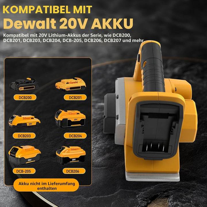 Kabellose elektrische Hand-Planer kompatibel mit Dewalt 20V Batterie, 15000RPM bürstenlose Power Hol
