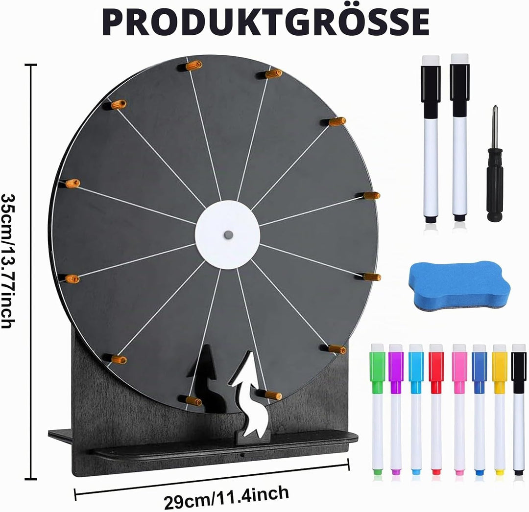 Grosses Glücksrad Set, 30cm Glücksrad Zum Drehen Mit Ständer Und Markierstift, Glücksrads Zum Selbst