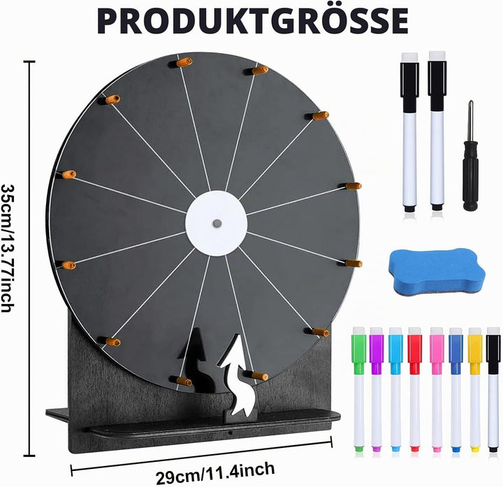 Grosses Glücksrad Set, 30cm Glücksrad Zum Drehen Mit Ständer Und Markierstift, Glücksrads Zum Selbst
