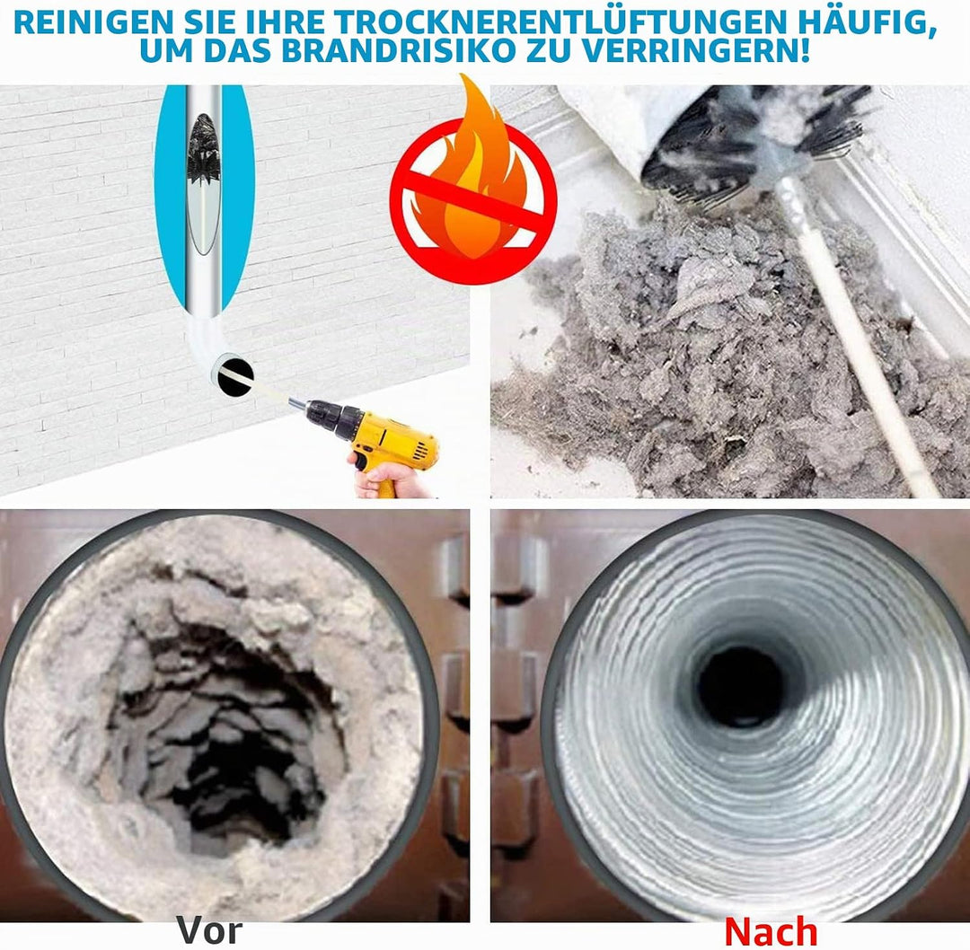 Kaminbürste Stange Set, Durchmesser 150mm, Kaminbürste enthält 9 Flexible Stangen 410mm und 2 Bürste