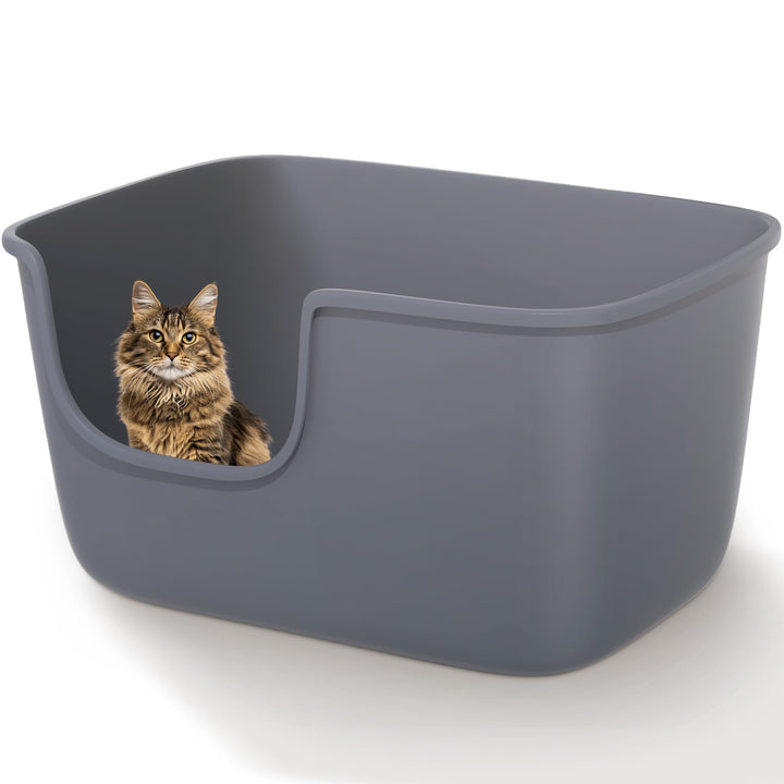 Vealind Grosse Katzenklo XXL Katzentoilette für Mehrkatzenhaushalte， 56L x 41W x 31H cm Offene Katze