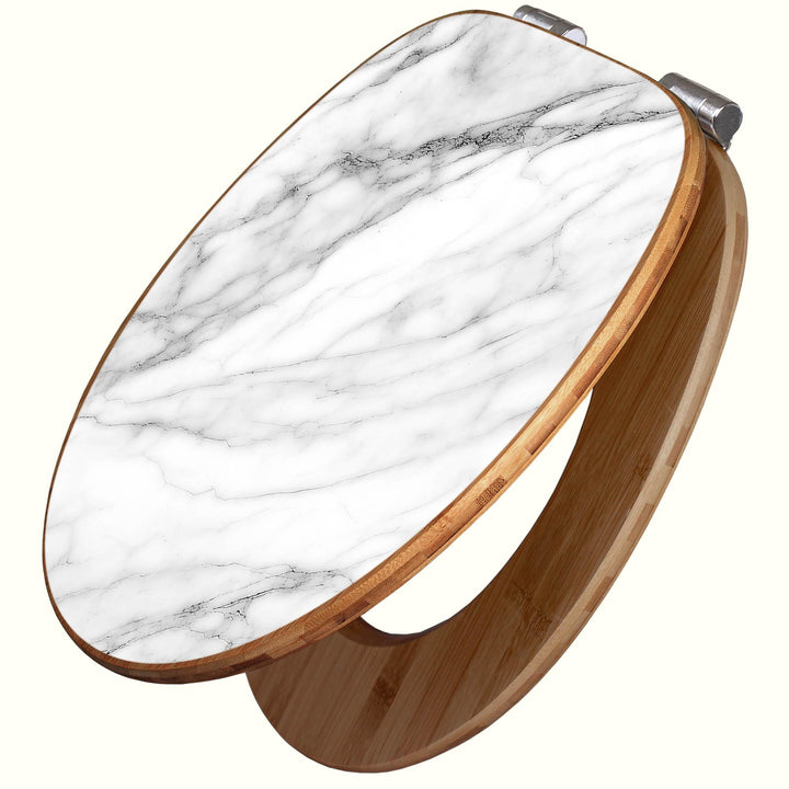 banjado Design WC Sitz Bambus Absenkautomatik 45,8x37,5cm - Toilettendeckel mit Absenkautomatik Holz