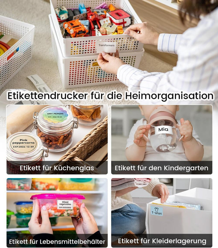 Phomemo M110 Etikettendrucker mit 3 Etikettenrollen, Beschriftungsgerät Selbstklebend für Telefon un