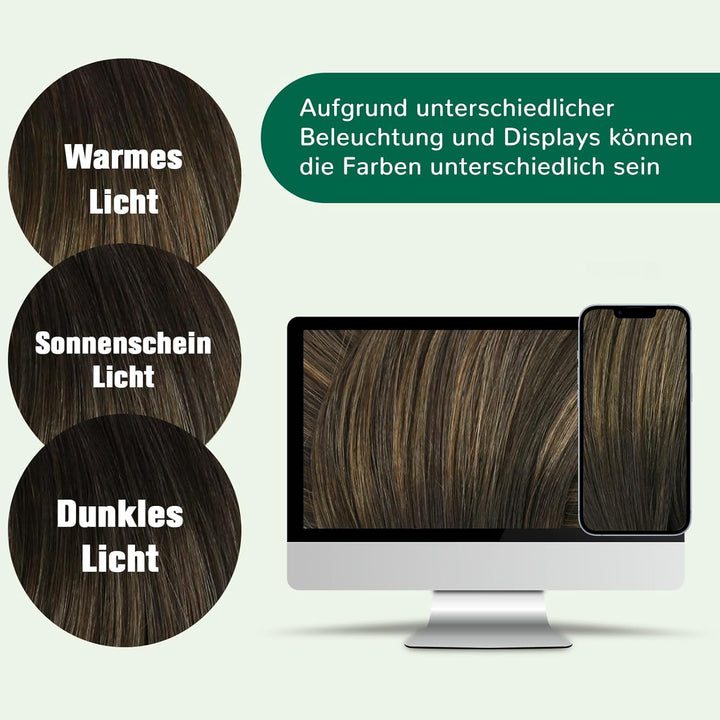 Easyouth Balayage Nanoring Haarverlängerung Echthaar 35 cm Braun Aschbraun und Dunkelstes Braun Misc