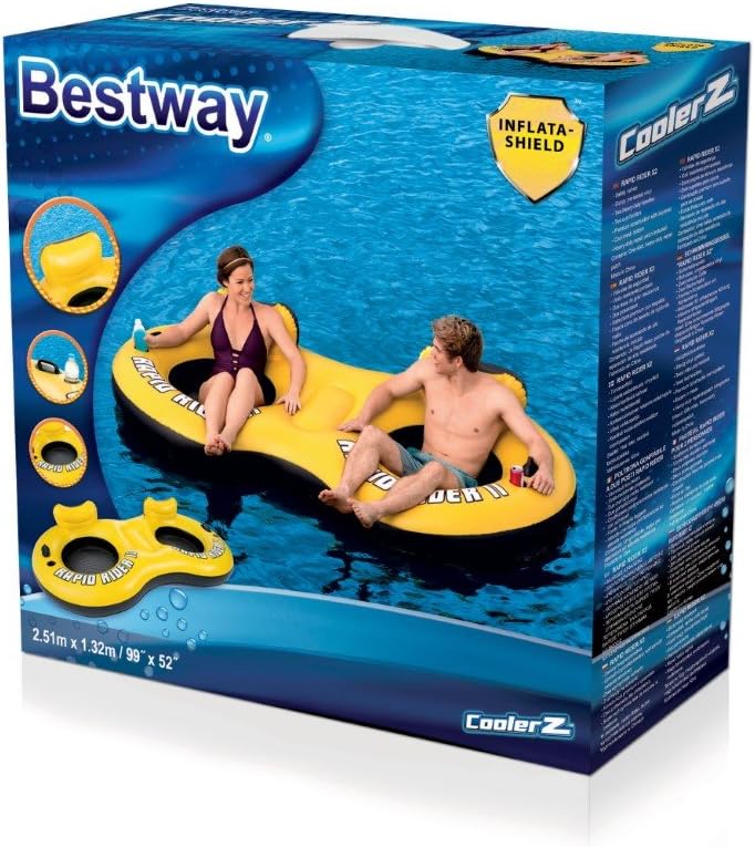Bestway Doppel-Schwimmringsessel "Rapid Rider X2 Tub" 251 x 132cm, 43113-BEUX16GL02, Gelb - Weiss -