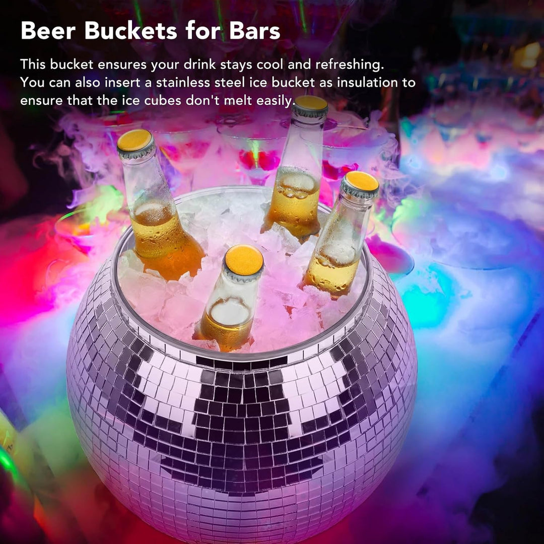Eiskübel, Disco Kugel Sektkübel Grosse Kapazität Eisbehälter Party Weinkühler Eiseimer für Bier, Coc