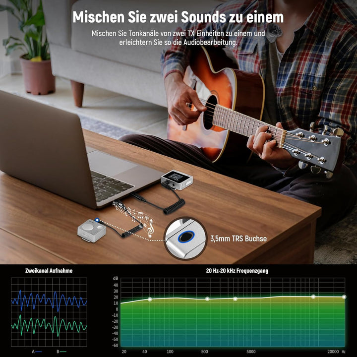 NEEWER CM31 Kabelloses Lavalier Mikrofon mit 8GB Speicher 24H Batterie 14H Aufnahme 820ft Reichweite