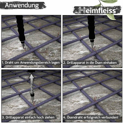 Heimfleiss® Drillapparat Driller + verkupfertem Rödeldraht 1,0 x 100-160 mm (250 Stk.) - hochwertige
