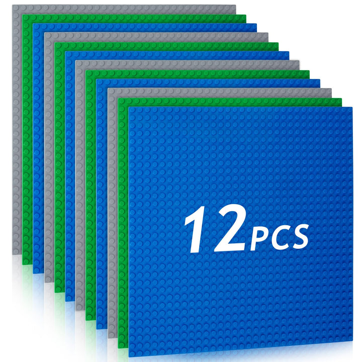 HOTUT Bauplatte Kompatibel mit Meisten Marken, 12 Platten-Set Classic Bausteine Grundplatte 25.5 * 2