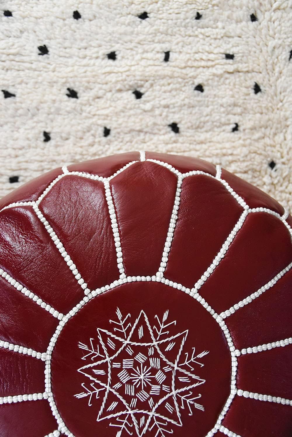 Poufs&Pillows Premium Echt Leder Pouf - Handgefertigt - Gefüllt geliefert - Ottoman, Sitzsack, Fussh