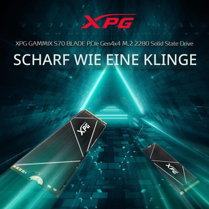 XPG ADATA GAMMIX S70 Blade 1TB PCIe Gen4x4 M.2 2280 SSD Schwarz- Heat Spreader- 3D-Grafikbearbeitung