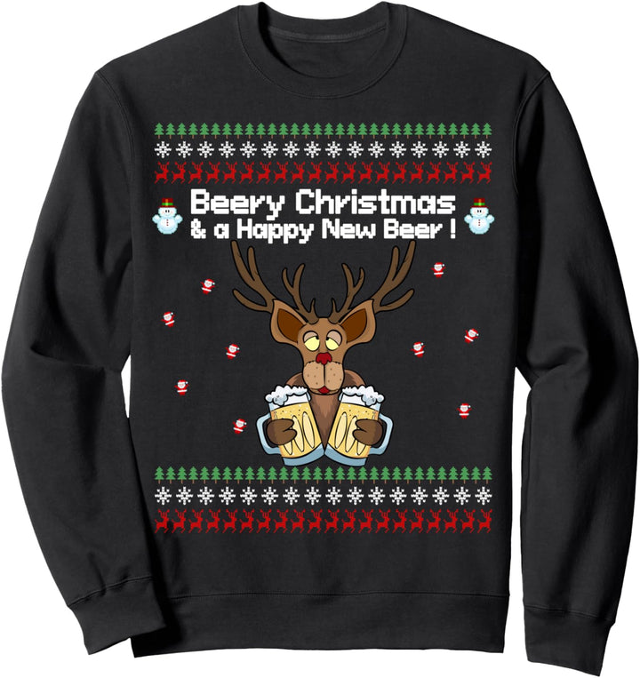 Weihnachten Bier Pullover Merry Christmas Happy New Year Sweatshirt
