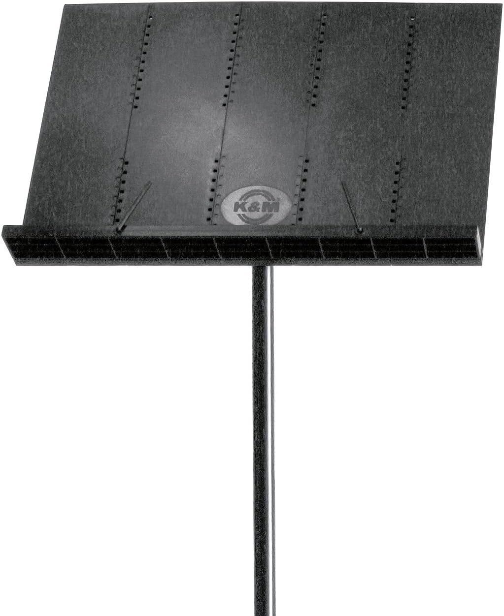 K&amp;M 12120 Orchesternotenpult Schwarz – Faltbare Notenplatte - Von 54,5 - 122 cm ausziehbarer Notenst
