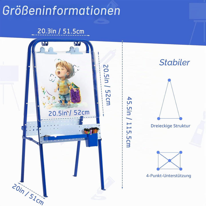FUNLIO Faltbare Outdoor-Staffelei für Kinder ab 3 Jahren, doppelseitige Kleinkind-Staffelei mit 2 Ac