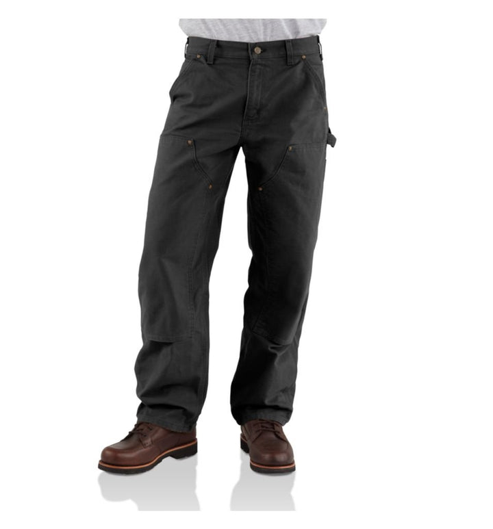 Carhartt Herren-Arbeitshose mit doppelter Vorderseite, lockere Passform, Washed Duck XS Schwarz, XS