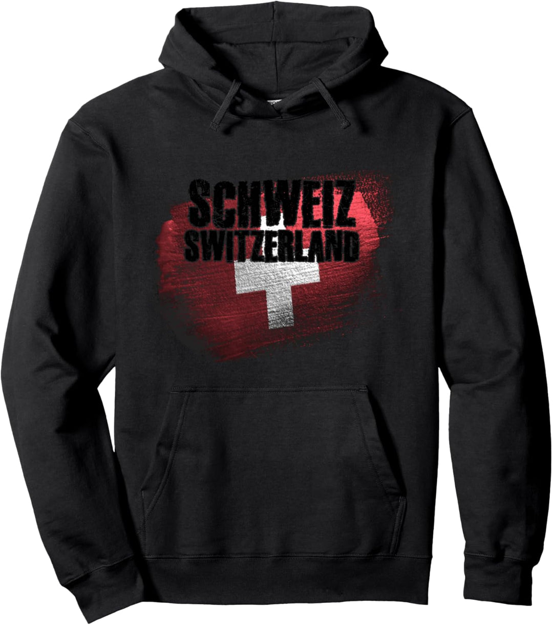 Schweiz, Schweizer Flagge Grunge Pullover Hoodie