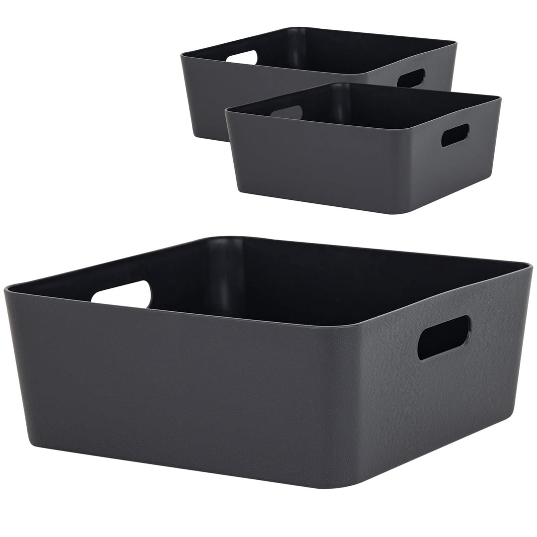 #11 3x Ordnungsbox - 12 cm hoch - anthrazit - 30x 30 cm - Ordnungskorb - Regalorganizer Wandregal 3