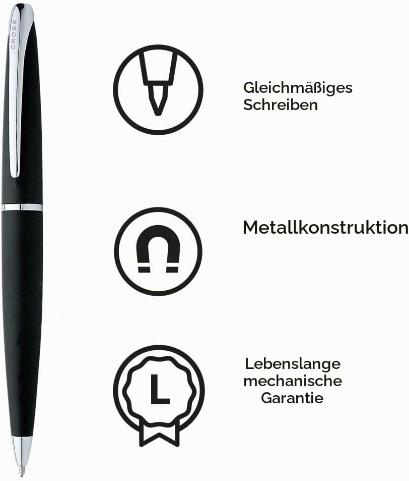 Cross ATX Kugelschreiber (Drehmechanik, Strichstärke M, Schreibfarbe schwarz, inkl. Geschenkbox) bas