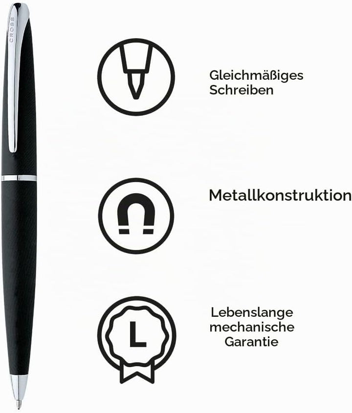 Cross ATX Kugelschreiber (Drehmechanik, Strichstärke M, Schreibfarbe schwarz, inkl. Geschenkbox) bas