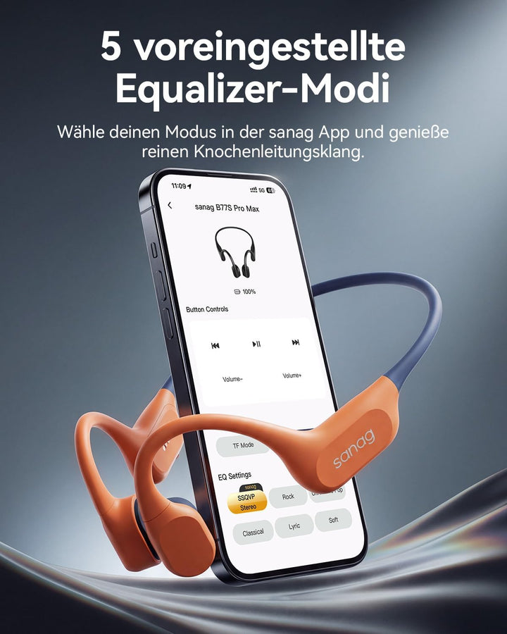 SANAG Knochenschall Schwimmen Kopfhörer, IP68 Wasserdicht, 64GB MP3 Player, Bluetooth 6.0 Sport Kopf