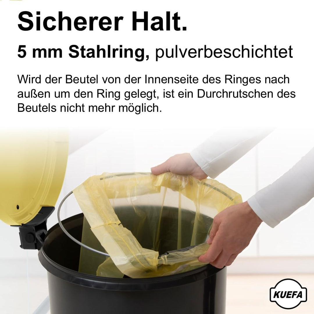 KUEFA VL 60l Müllsackständer, Mülleimer, Sammelbehälter mit Scharnierdeckel für den Gelben Sack, Pfa