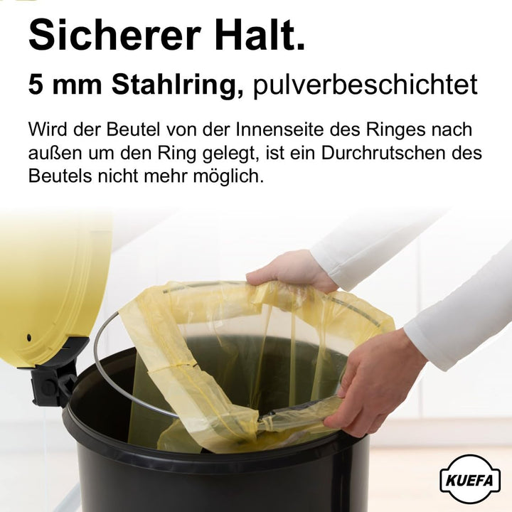 KUEFA VL 60l Müllsackständer, Mülleimer, Sammelbehälter mit Scharnierdeckel für den Gelben Sack, Pfa