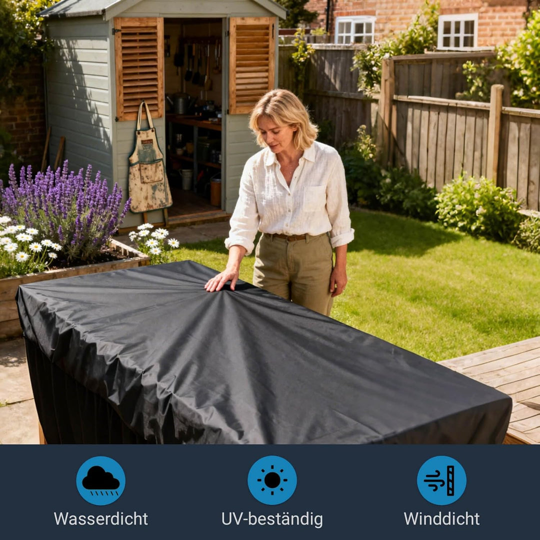 Awnic Abdeckplane Gartenmöbel Schutzhülle Wasserdicht Winterfest Rechteck 420D Oxford-Gewebe 245x145