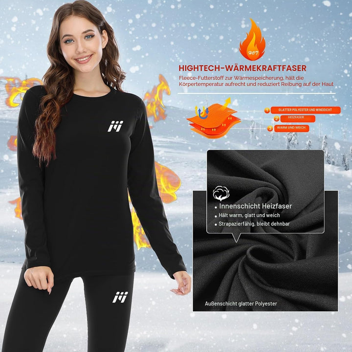 MEETWEE Thermounterwäsche Funktionsunterwäsche Damen, Skiunterwäsche Winter Set Atmungsaktiv Lange T
