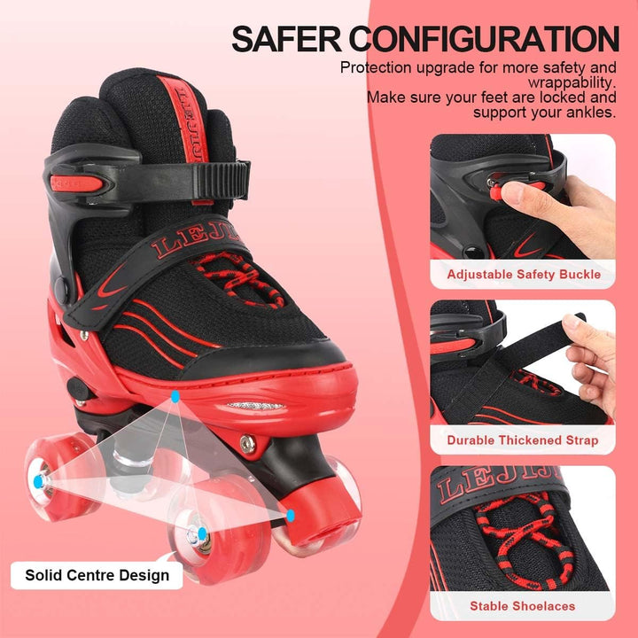 Rollschuhe für Mädchen Jungen Einstellbare Kinder Rollschuhe mit leuchtenden Rädern, Spass Beleuchtu