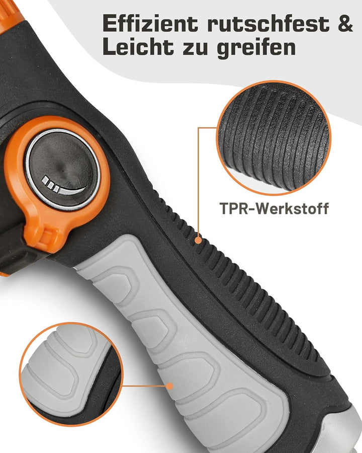 Unistyle Giessstab, Robuste Gartenbrause, 8 Strahlarten Giesstab mit Daumensteuerung, Handbrause zur